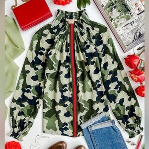 Rungolee 100% Silk Camouflage Brooklyn Full Sleeve Blouse size M